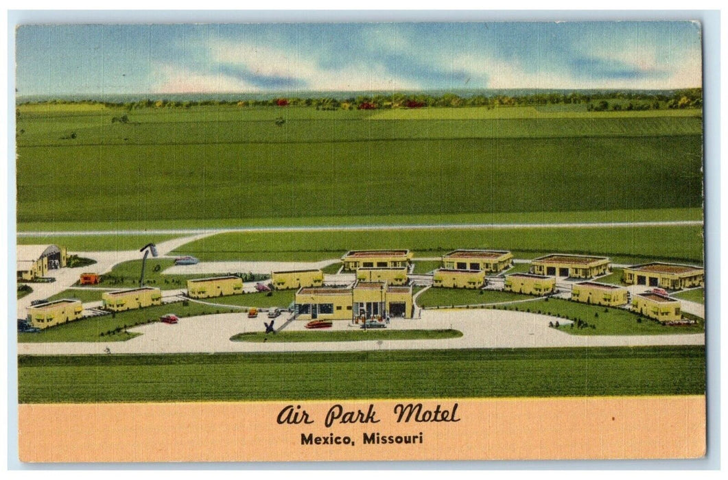 1953 Bird's Eye View Of Air Park Motel Mexico Missouri MO Vintage Postcard