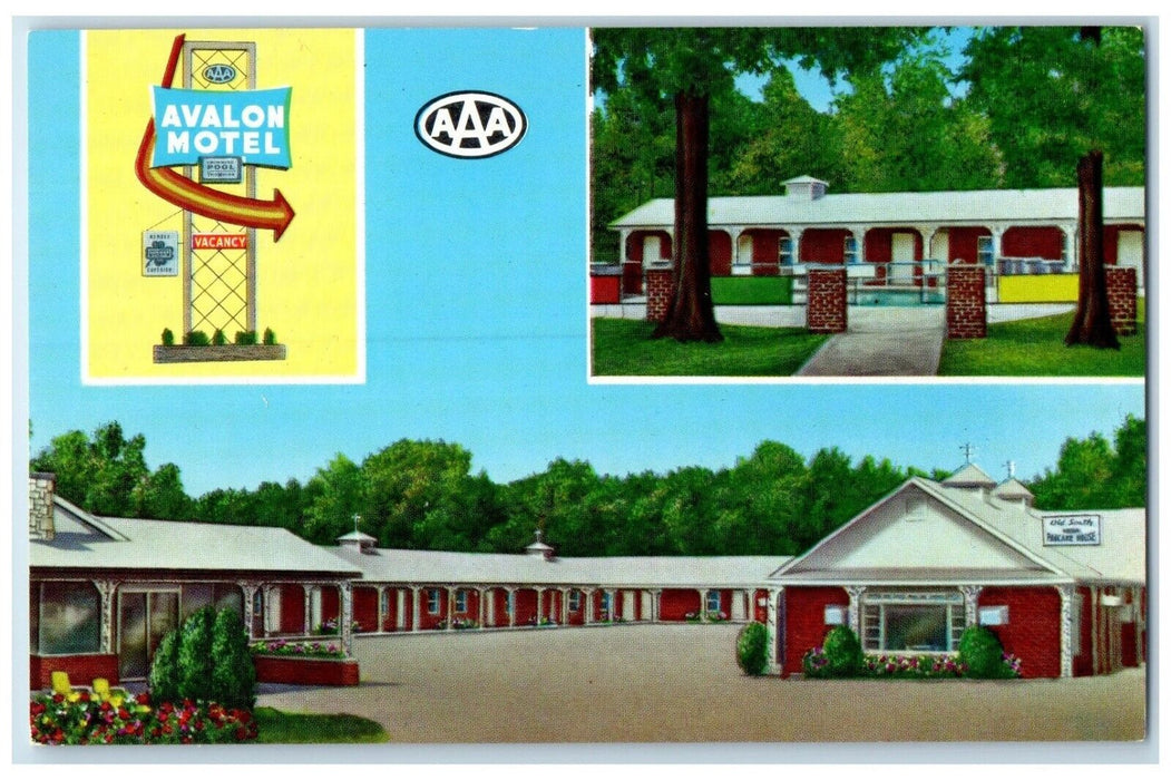 c1950's Avalon Motel Poplar Bluff Missouri MO, Dual View Vintage Postcard