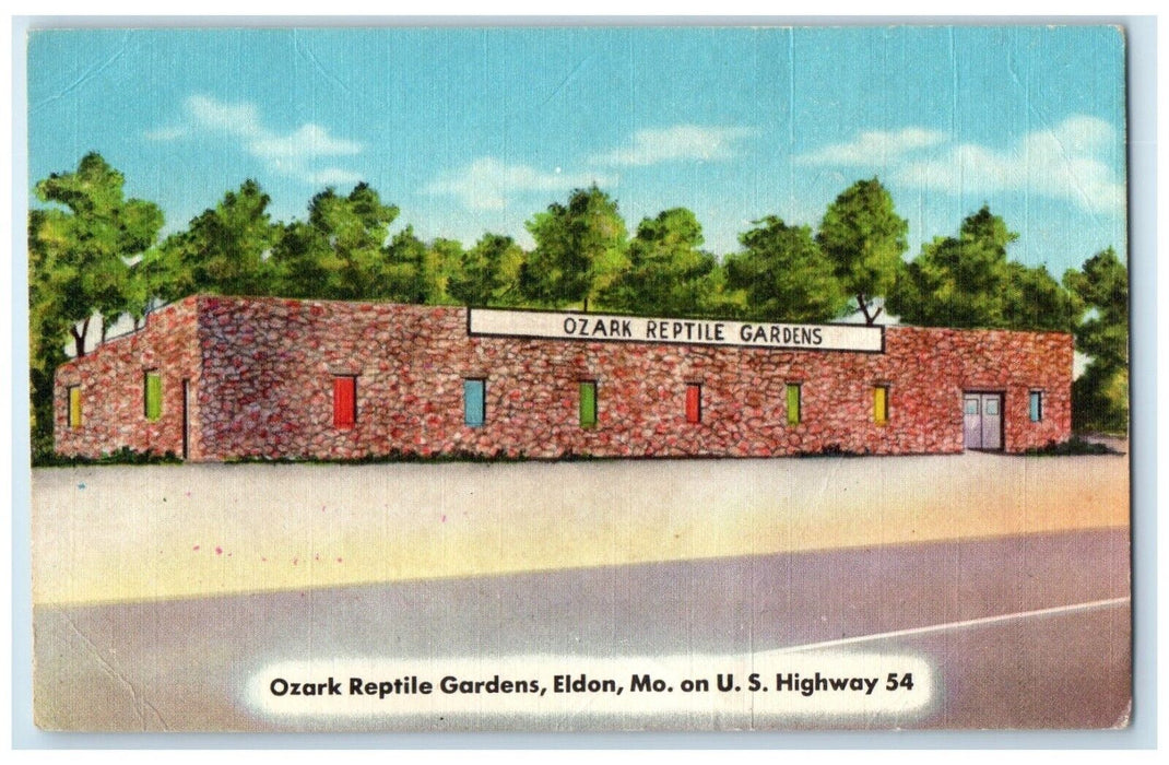 c1950's Ozark Reptile Gardens Roadside Eldon Missouri MO Posted Vintage Postcard