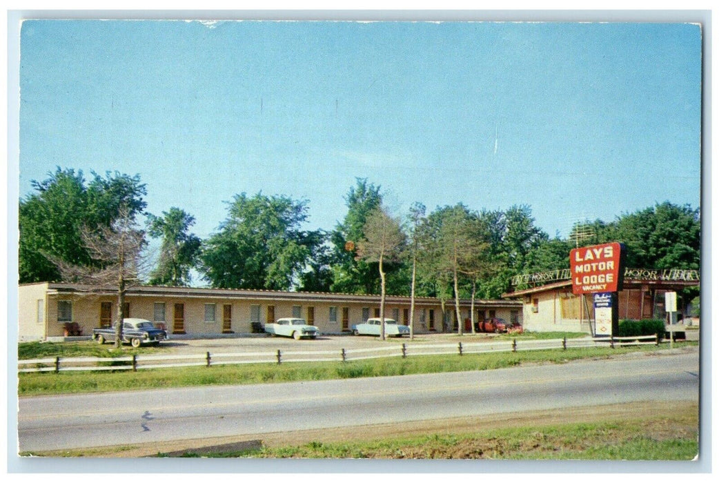 c1960's Lay's Motor Lodge Cars Roadside Kingdom City Missouri MO Postcard