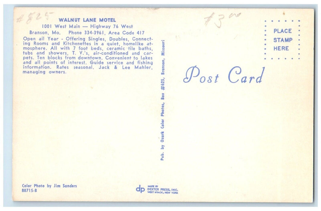 c1960's Walnut Lane Motel Branson Missouri MO Multiview Vintage Postcard