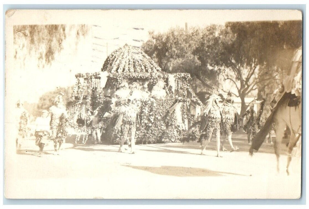 1911 Parade Float Flowers Costume Child Horse Pasadena CA RPPC Photo Postcard