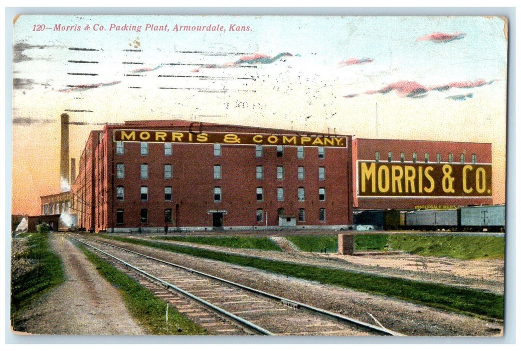 1911 Exterior Morris Co Packing Plant Railroad Armourdale Kansas Posted Postcard