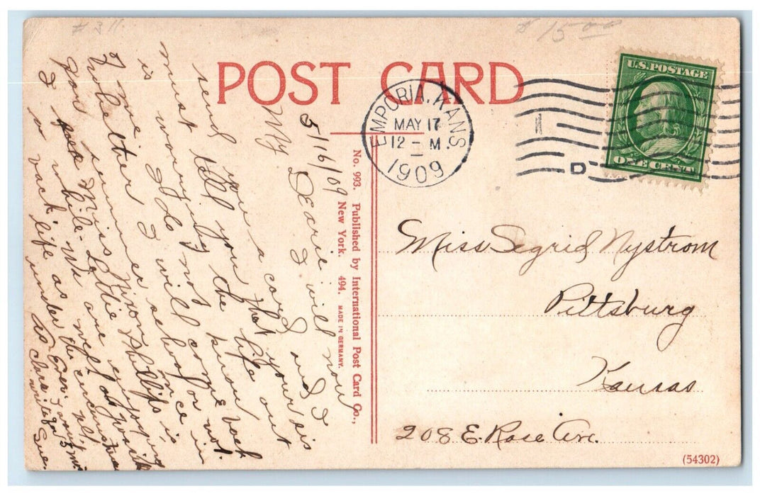 1909 Exterior View Fire Department Horse Carriage Emporia Kansas Posted Postcard