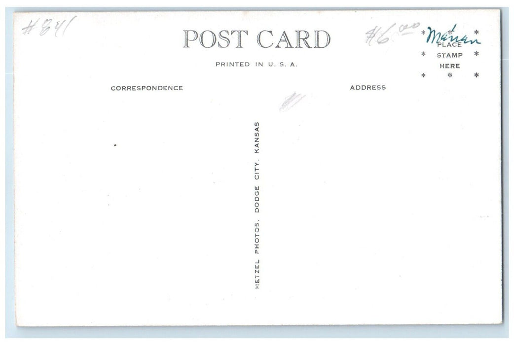 1940 Aerial View Dodge City Buildings Road Trees Kansas Antique Vintage Postcard