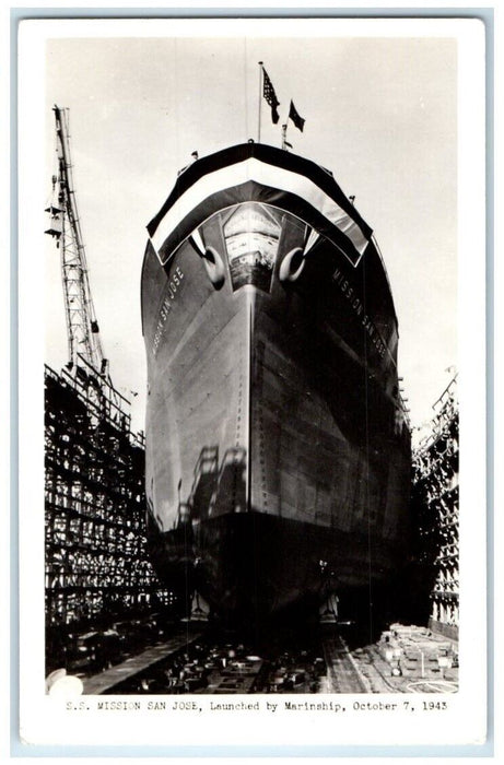 1944 SS Mission San Jose Ship US Navy Miltary California CA RPPC Photo Postcard