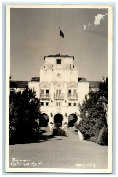 c1940's Lake Norconian Club Hotel Spa Resort Norco CA RPPC Photo Postcard