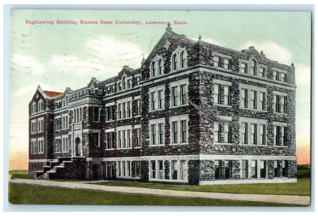 1909 Engineering Building Kansas State University Stair Lawrence Kansas Postcard