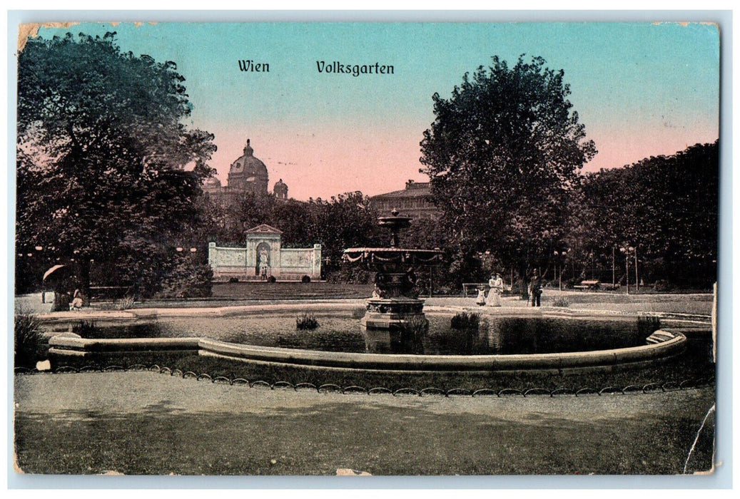 1914 Volksgarten Public Park in Vienna Austria Antique Posted Postcard