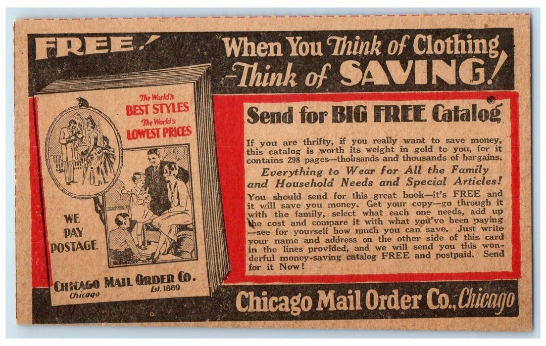 Chicago Mail Order Company Chicago Illinois IL, Catalog Advertising Postcard