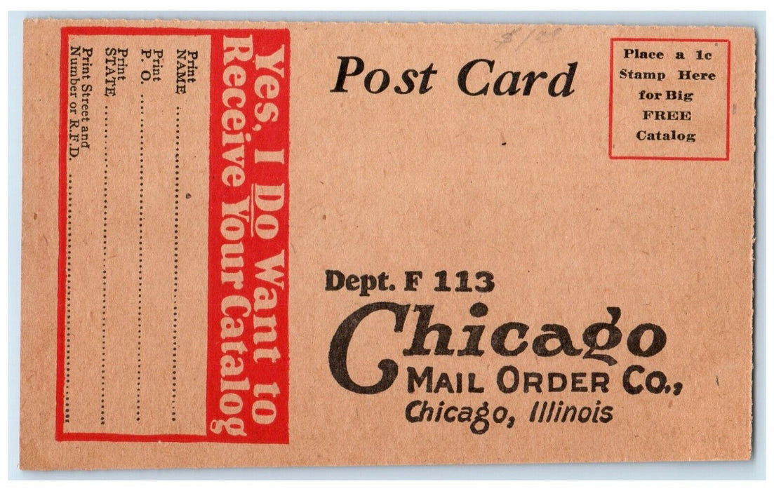 Chicago Mail Order Company Chicago Illinois IL, Catalog Advertising Postcard