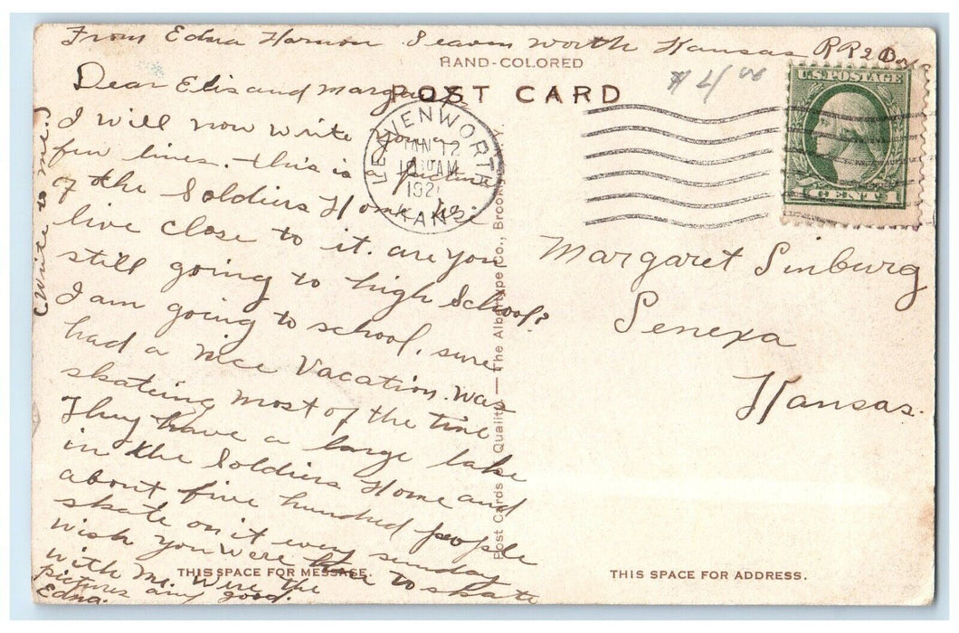 1920 West Entrance National Military Home Exterior Gate Building Kansas Postcard