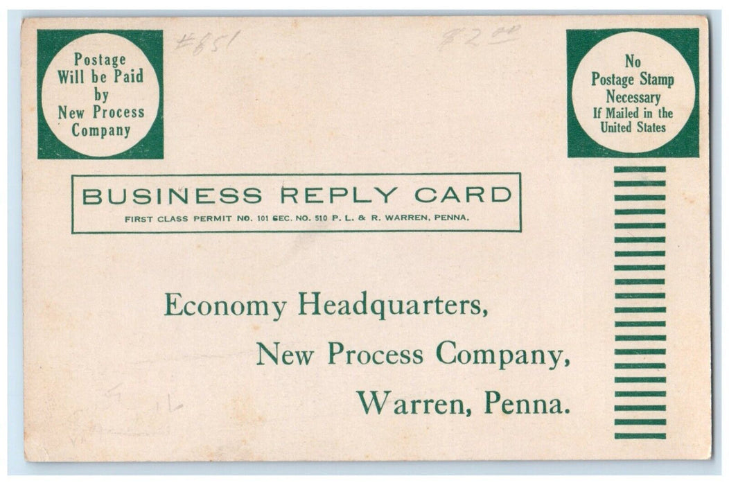 Economy Headquarters Longwear Slips Nylon Warren PA Advertising Antique Postcard