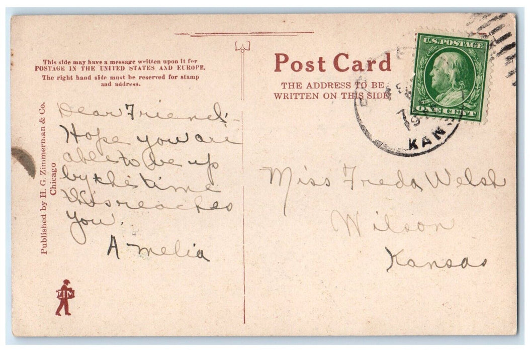 1911 Hays College St. Joseph School Exterior Building Road Hays Kansas Postcard