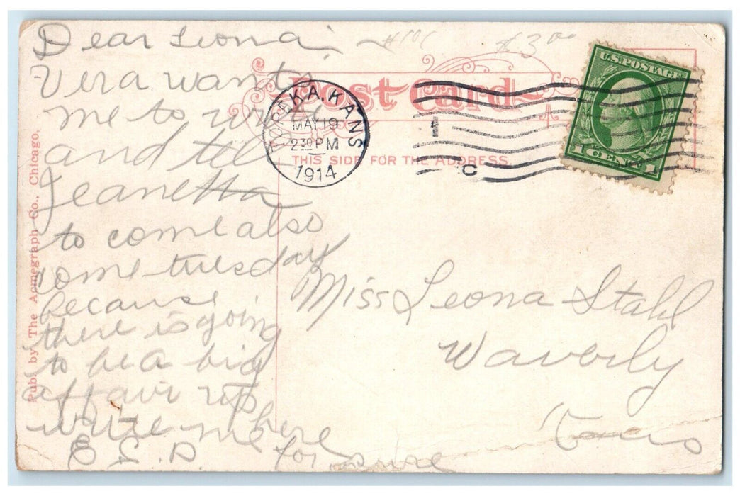 1914 Fire Department Headquarters City Hall Auditorium Topeka Kansas KS Postcard
