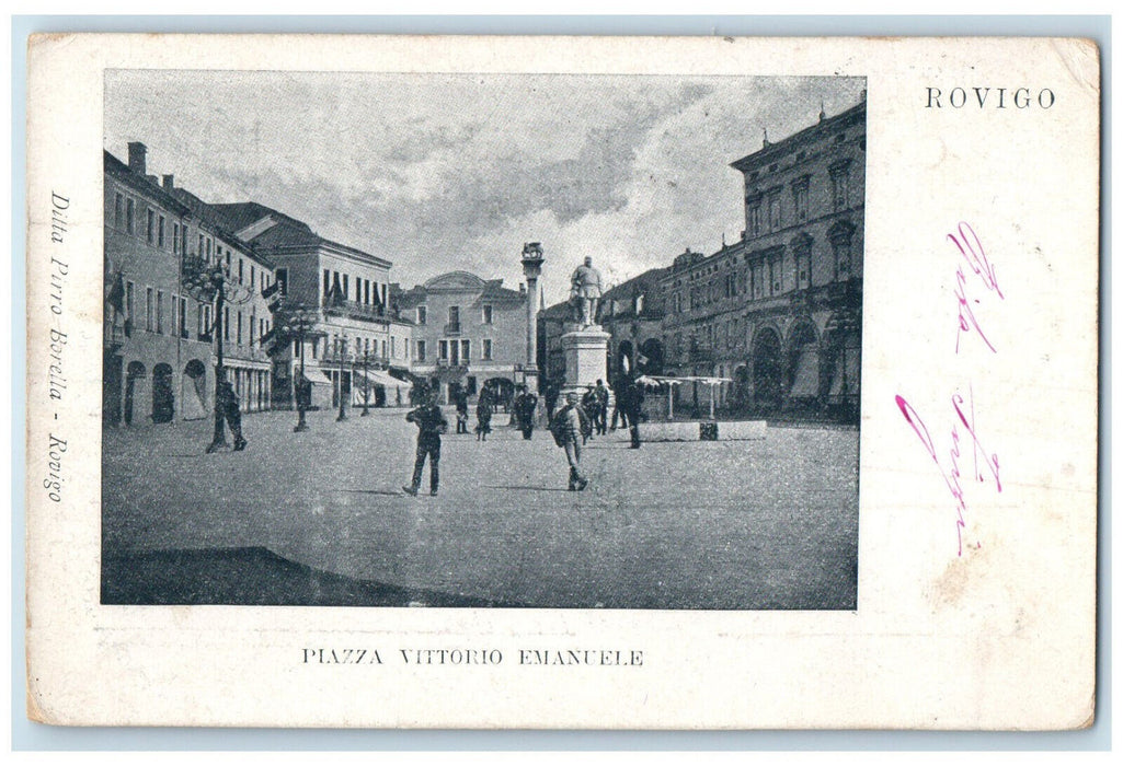 1901 View of Plazza Vittorio Emanuele Rovigo Italy Posted Antique Postcard