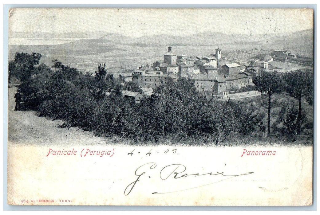 c1905 Panorama View of Buildings in Panicale Perugia Italy Posted Postcard
