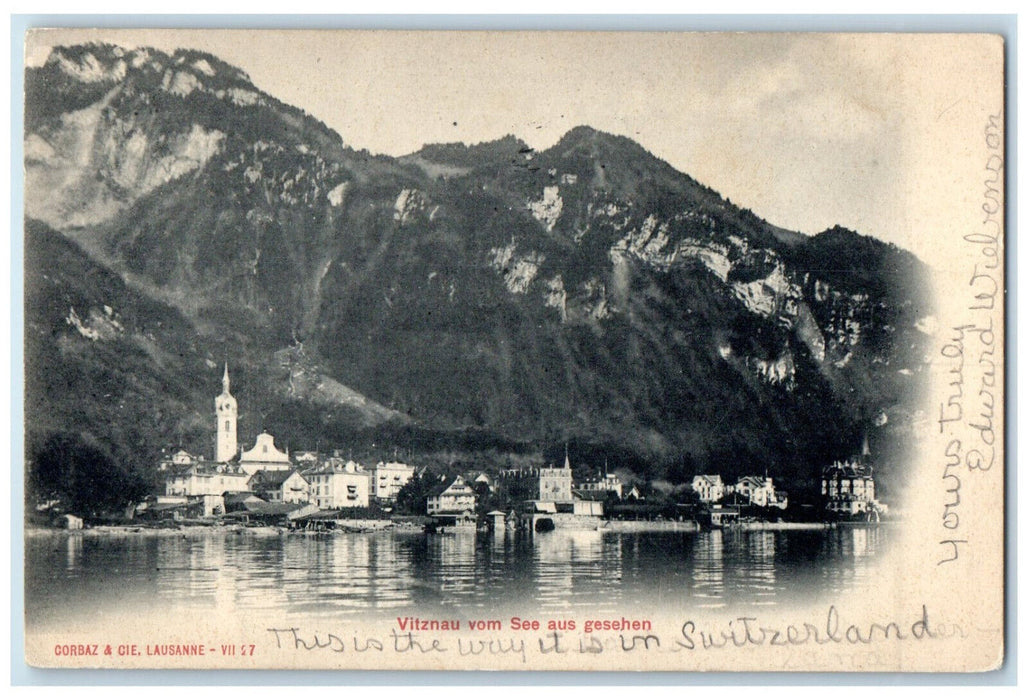 1904 Vitznau Seen from the Lake Lucerne Switzerland Antique Posted Postcard