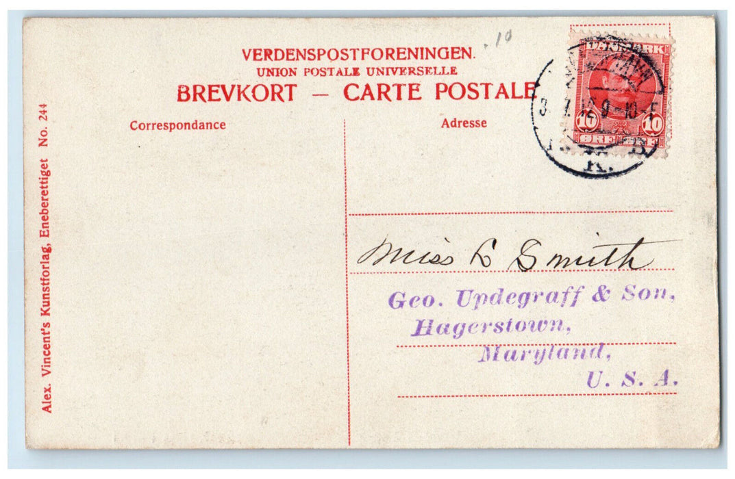 c1910 Frue Kirkes Portal Copenhagen Denmark Posted Antique Postcard