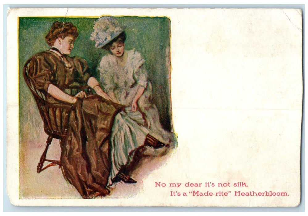 Pretty Womans It's Not Silk It's A Made Rite Heatherbloom Advertising Postcard