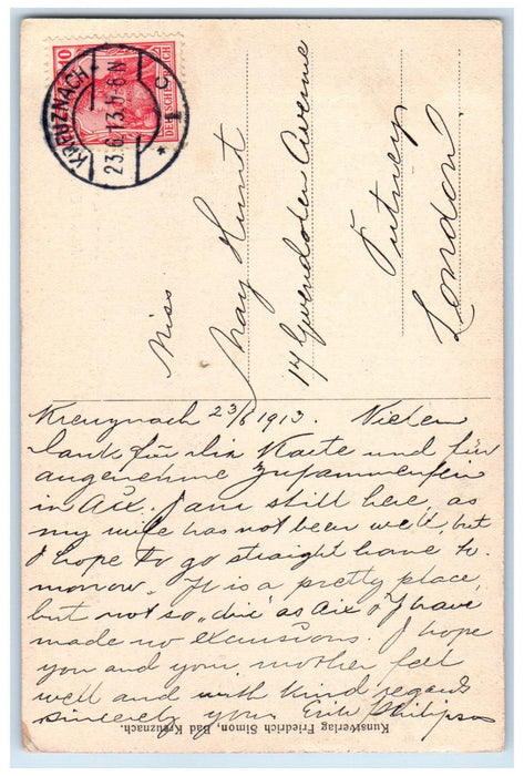 c1910 Bad Kreuznach Stärkstes Radium Solbad Brückenhäuser Germany Postcard