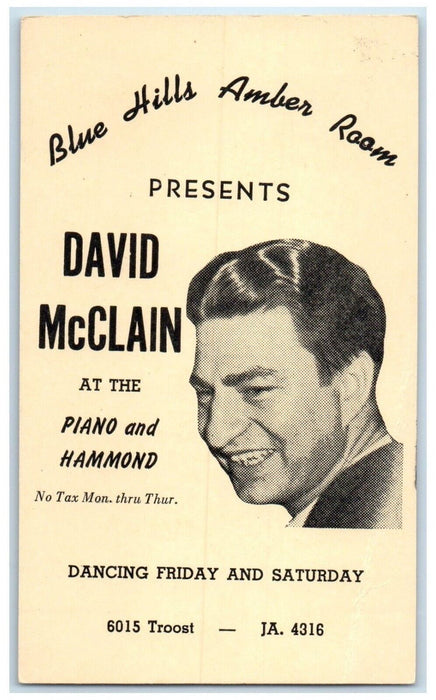 David McClain Piano And Hammond Blue Hills Amber Room Kansas City MO Postcard