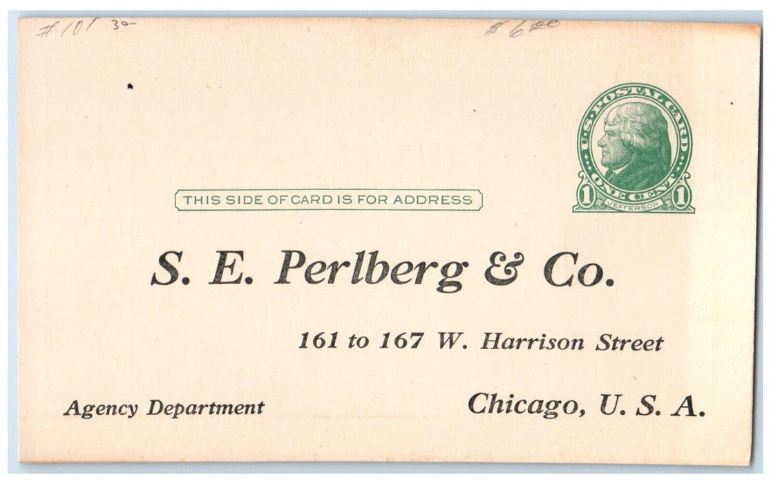 c1905 Hand Tailored SE Perlberg & Co Chicago Illinois IL Advertising Postcard