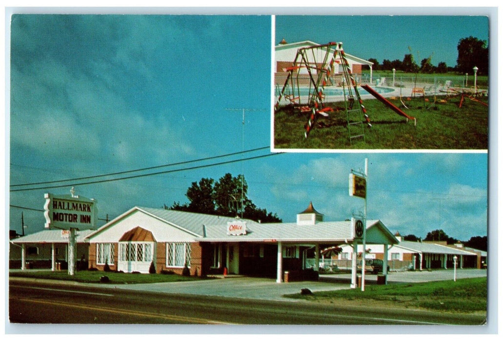 c1960 Roadside View Hallmark Motor Inn Multi-View Arkansas City Kansas Postcard