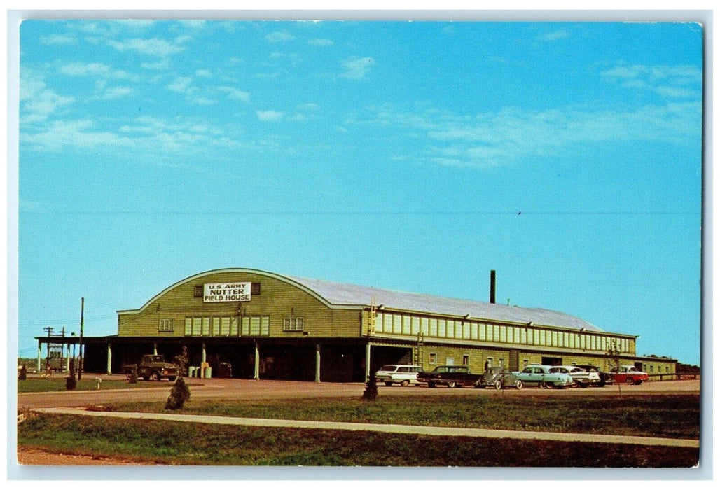 c1960's US Army Nutter Field House Cars Fort Leonard Wood Missouri MO Postcard