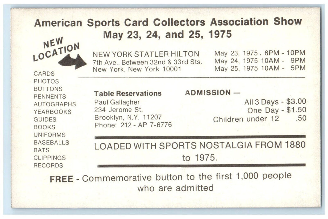 1975 Ascca Show "Lefty" Grove & "Dizzy" Dean New York NY Advertising Postcard