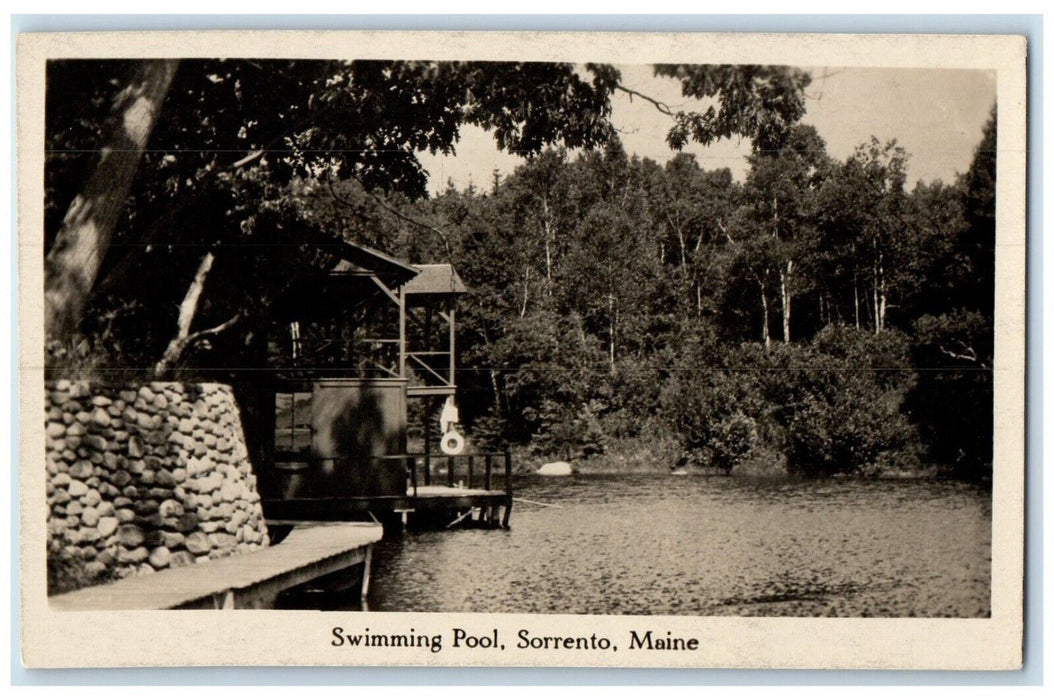 c1910's View Of Swimming Pool Sorrento Maine ME RPPC Photo Antique Postcard