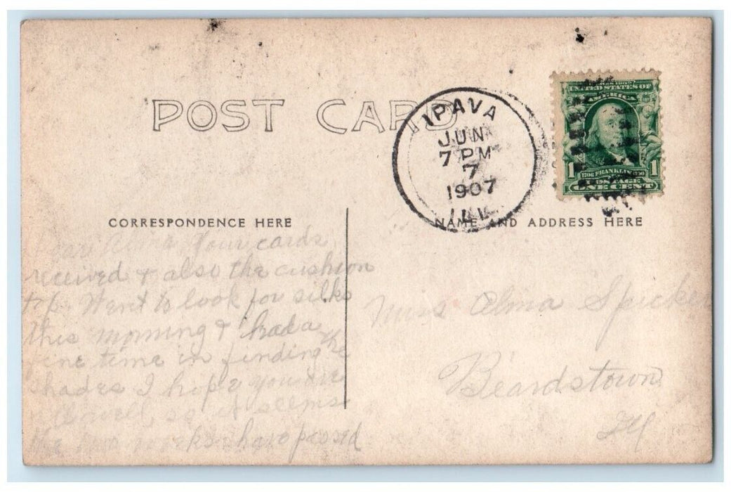 1907 High School Building Fulton County Ipava Illinois IL RPPC Photo Postcard