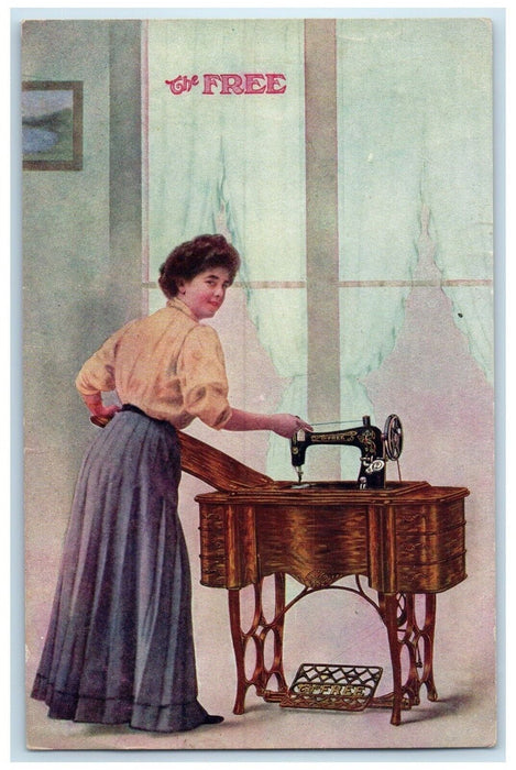 Woman The Free Sewing Machine The Fair Mercantile Co. Advertising Postcard