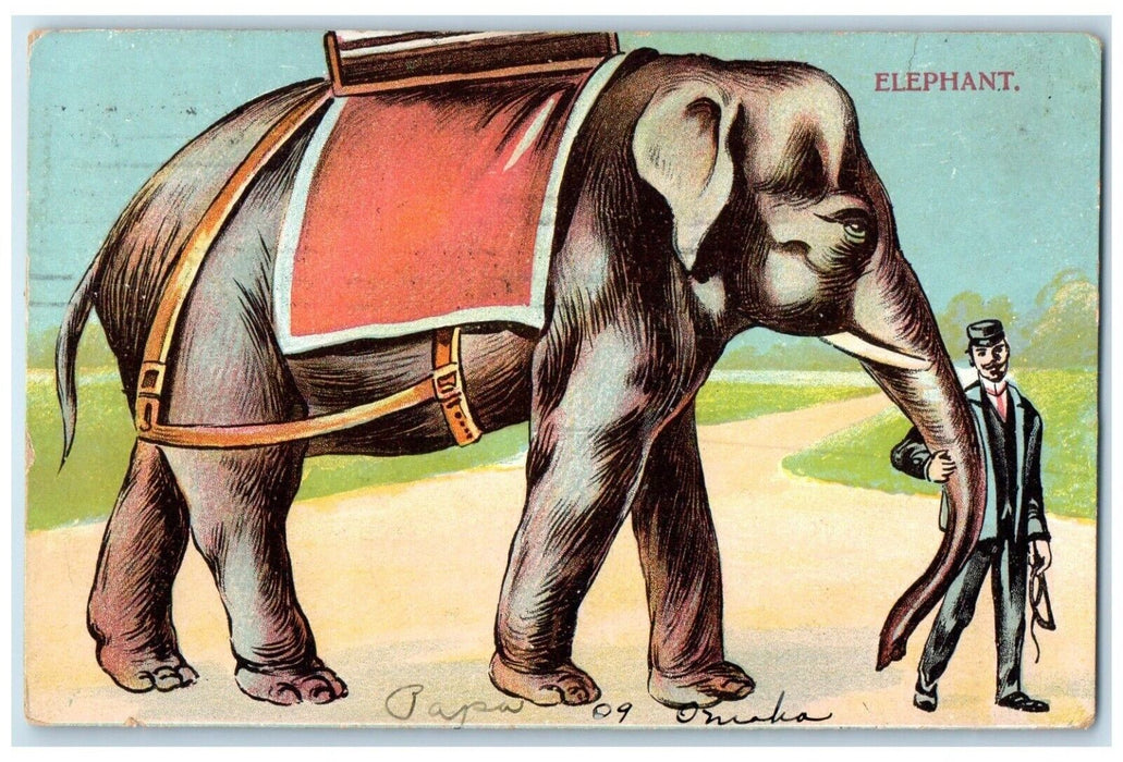 1909 Big Elephant Fold Out Mechanical Chicago Illinois IL Antique Postcard