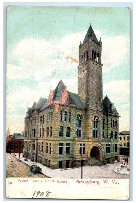 c1910 Wood County Court Exterior Building Parkersburg West Virginia WV Postcard