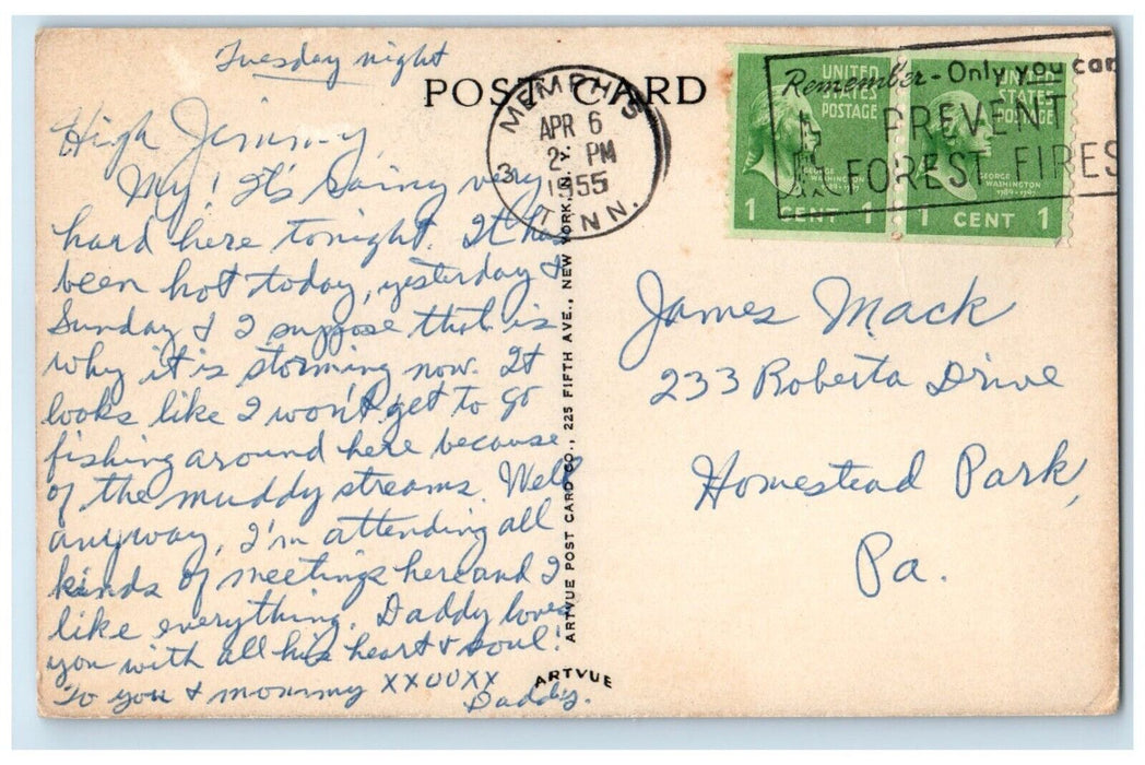 1955 Veterans Administration Medical Teaching Group Hospital Memphis TN Postcard