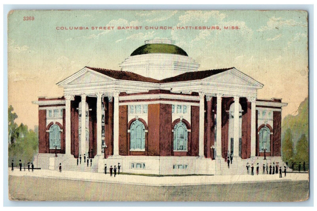 c1910 Columbia Street Baptist Church Exterior Hattiesburg Mississippi Postcard