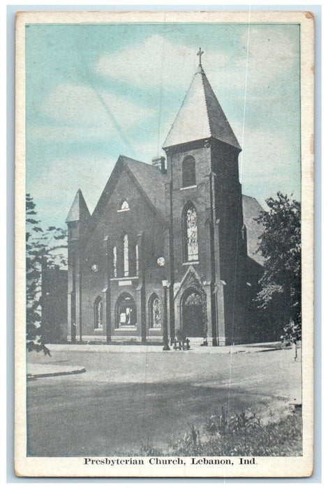 c1910's Presbyterian Church Scene Street Lebanon Indiana IN Antique Postcard