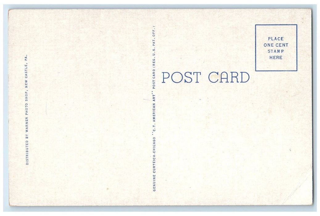 c1940 Class Fountain Stairway Upper Campus Grove College Pennsylvania Postcard