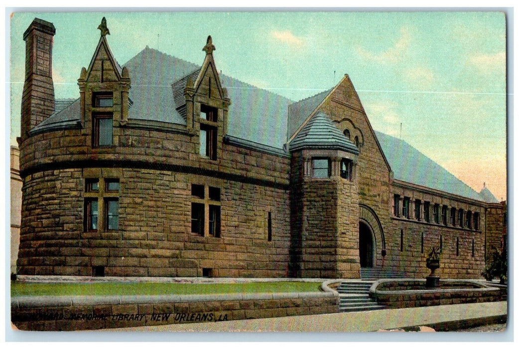 c1910's Memorial Library Building  New Orleans Louisiana LA Antique Postcard