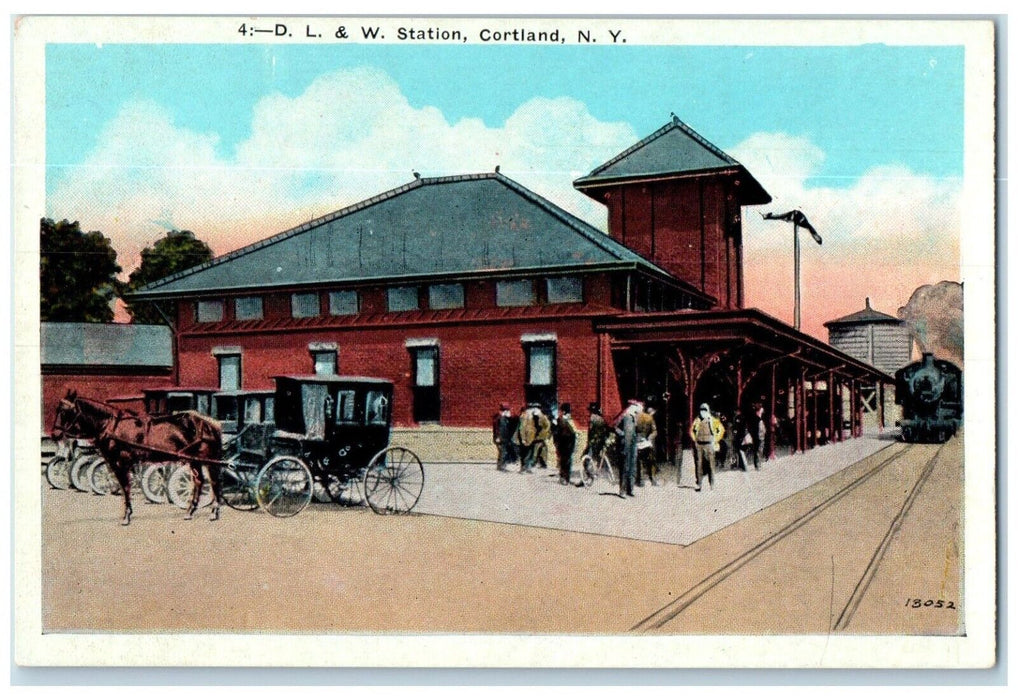 c1910's D L & W Station Depot Railroad Train Cortland New York NY Postcard