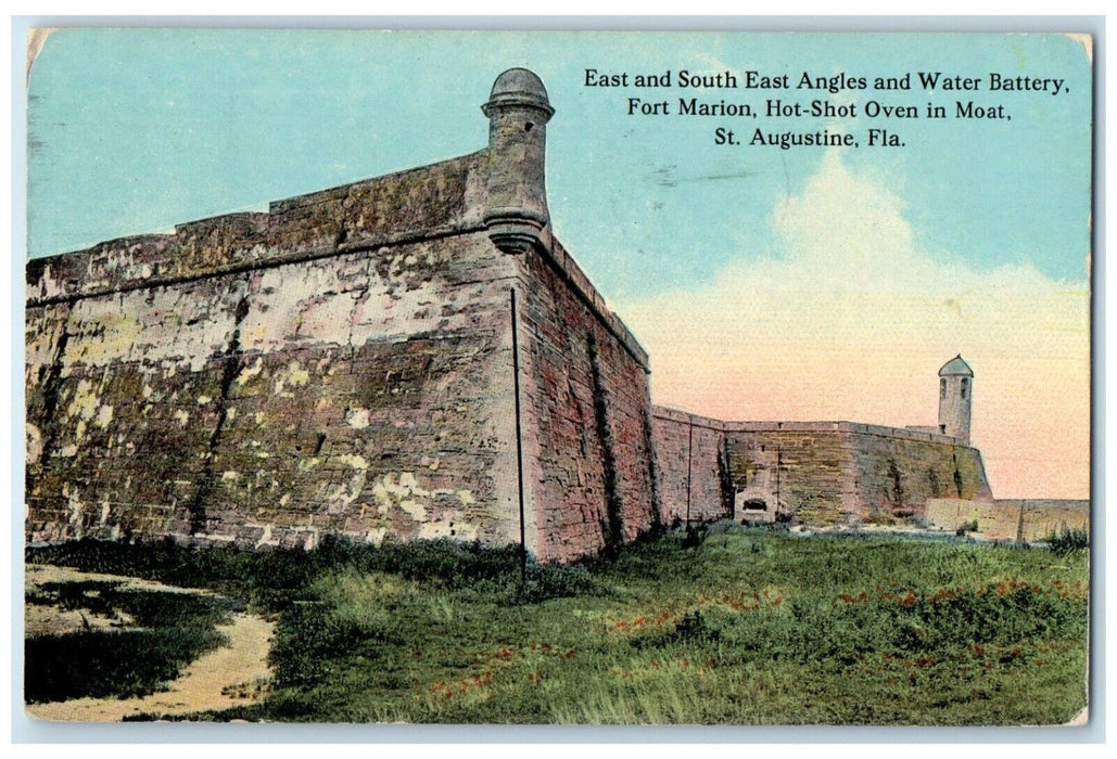 1913 Water Battery Fort Marion Hot Shot Oven Moat St Augustine Florida Postcard