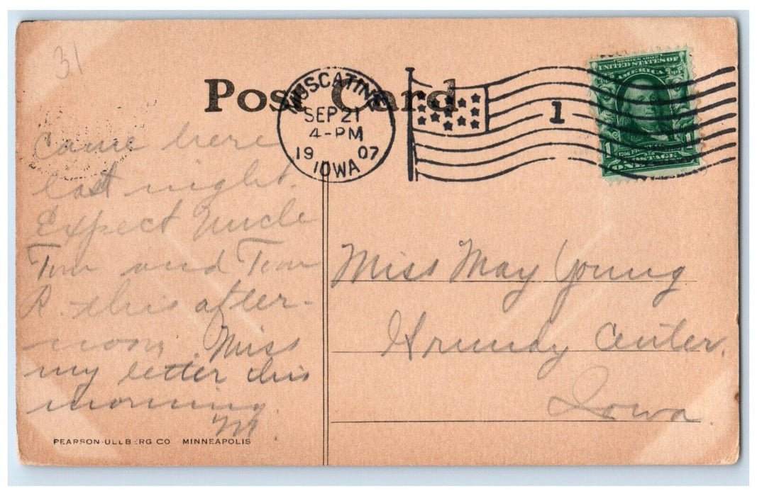 1907 High School Building Campus Muscatine Iowa IA Posted Antique Postcard