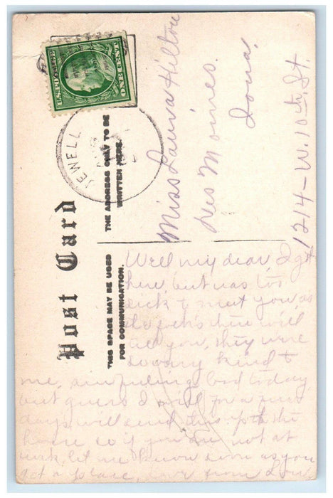 c1910's View Of Des Moines River Des Moines Iowa IA, Bridge Antique Postcard