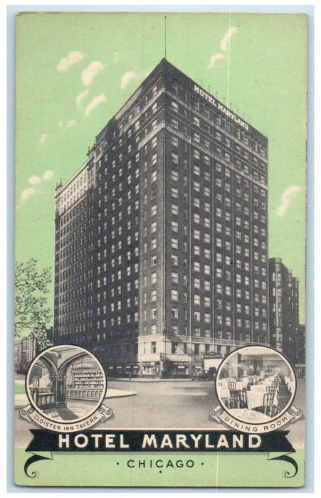 c1940's Hotel Maryland Building Street View Chicago Illinois IL Vintage Postcard