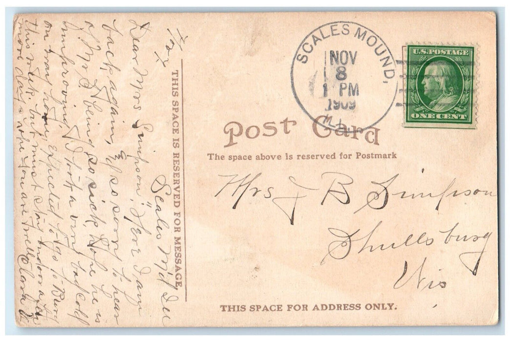 1909 Galena Public Library S. Bench St. Galena Illinois IL Antique Postcard