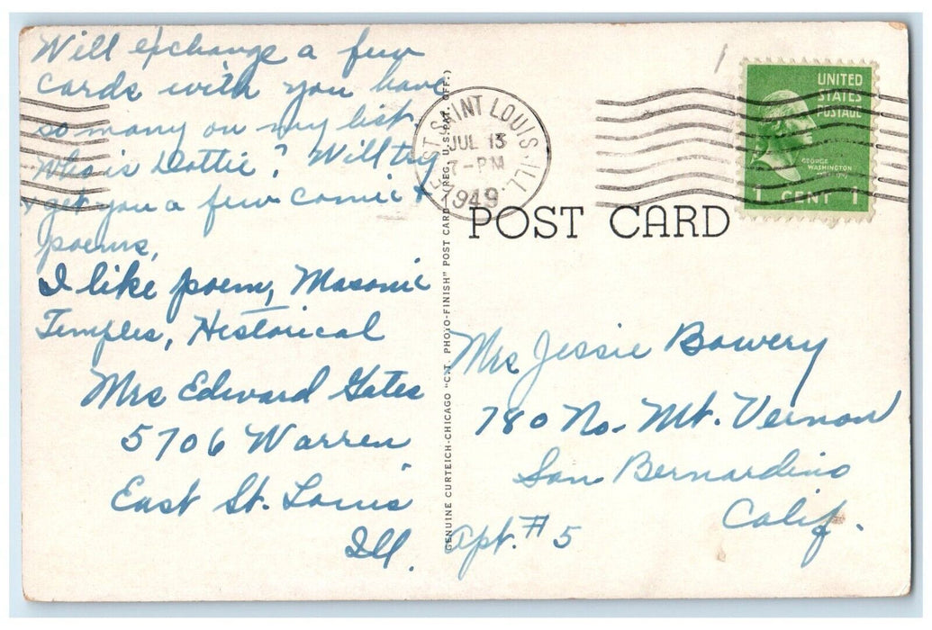 1949 Collinsville Township High School Collinsville Illinois IL Vintage Postcard