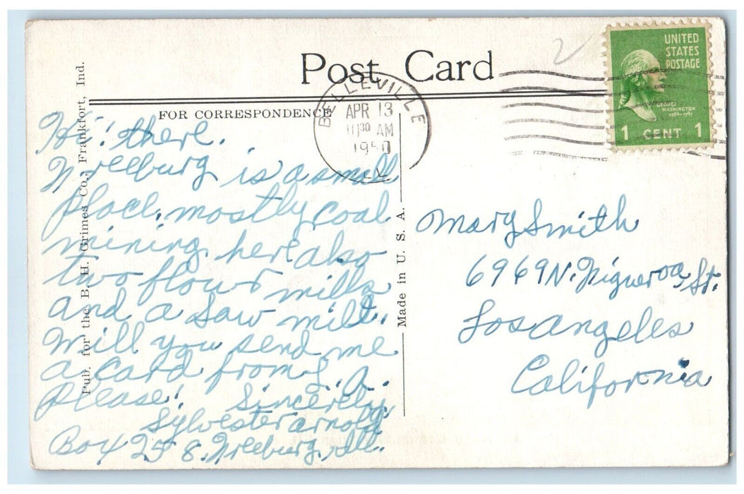 c1910's Freeburg Community High School Statue Chicago Illinois IL Postcard