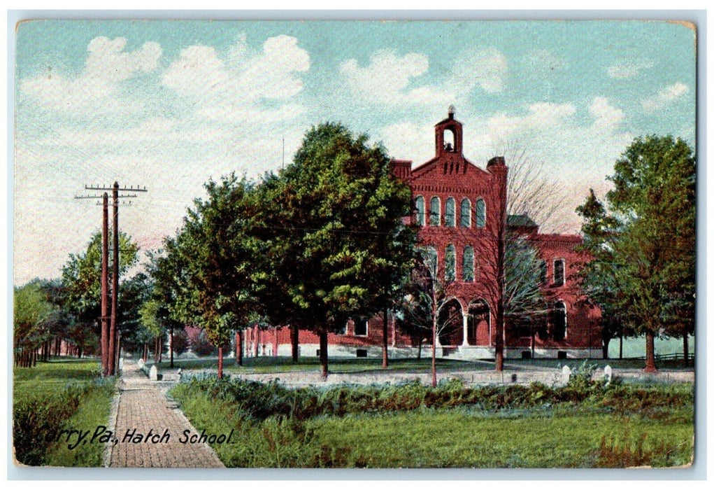 c1910's Hatch School Building Bell Tower Patty Pennsylvania PA Antique Postcard