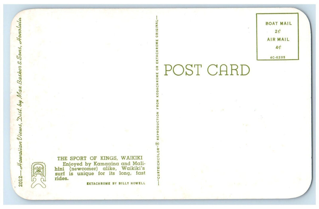 c1960 Sport Kings Waikiki Kamaaina Malihini Surfing Honolulu Hawaii HI Postcard